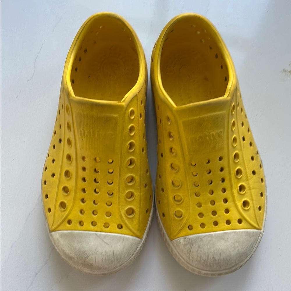 Native Yellow and White Water Shoes Slip-On